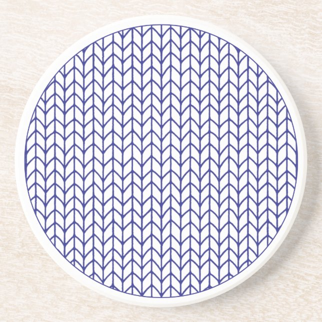 BLUE LINE KNIT Round Sandstone Coaster  (Front)