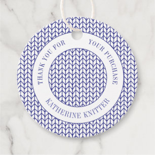 BLUE LINE KNIT Round "Thank You" Tags