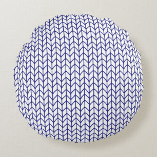 BLUE LINE KNIT Round Throw Pillow