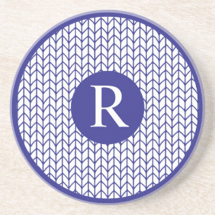 BLUE LINE KNIT Sandstone Coaster + Initial II