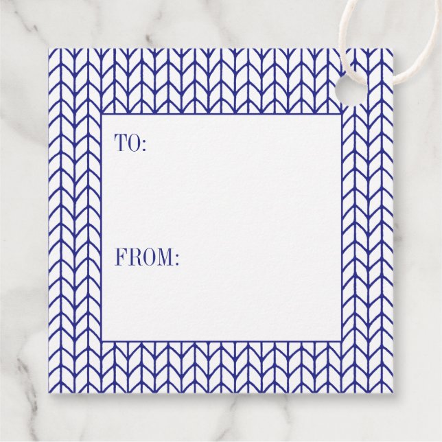 BLUE LINE KNIT Square Gift Tags (Back)