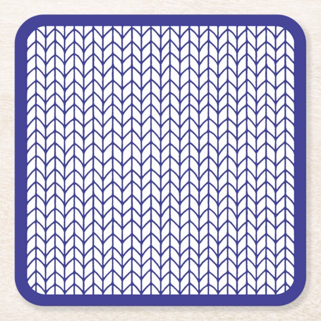 BLUE LINE KNIT Square Paper Coasters / Blue (Front)