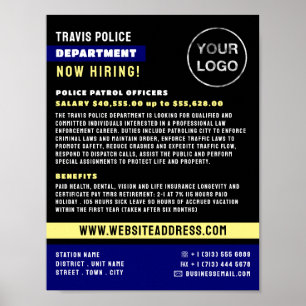 Blue Line & Logo, Police Officer, Law Recruitment Poster