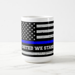Blue Line Police Flag  Coffee Mug