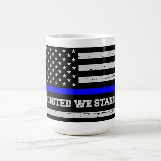 Blue Line Police Flag  Coffee Mug (Center)