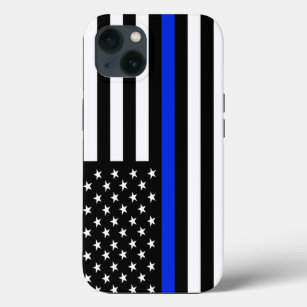 Blue LIne Police Officer Flag iPhone 13 Case