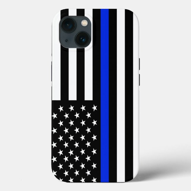 Blue LIne Police Officer Flag Case-Mate iPhone Case (Back)