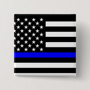 Blue Line US Flag 15 Cm Square Badge