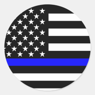 Blue Line US Flag Classic Round Sticker