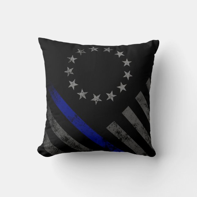 Blue Line Vintage Style American Flag Cushion (Front)
