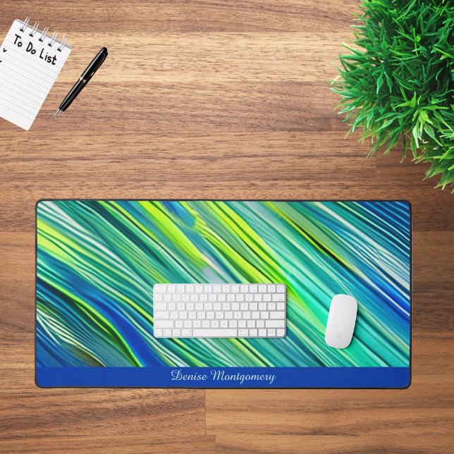 Blue Linear Cute Aesthetic Desk Mat (Creator Uploaded)