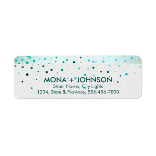 Blue Linen Glitter Sparkle Confetti Dots Modern Return Address Label