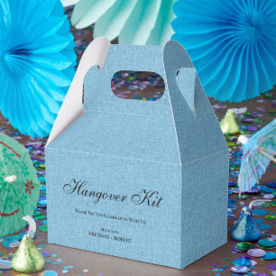 Blue linen Simple Script Hangover Recovery Kit Favour Box