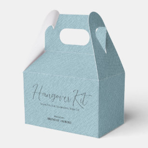 Blue linen Simple Script Hangover Recovery Kit Favour Box