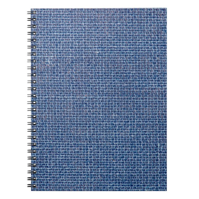 Blue linen texture closeup photo background. notebook (Front)