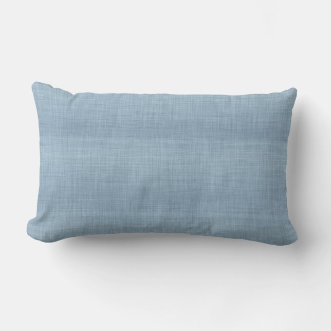 Blue Linen Texture Lumbar Pillow (Front)