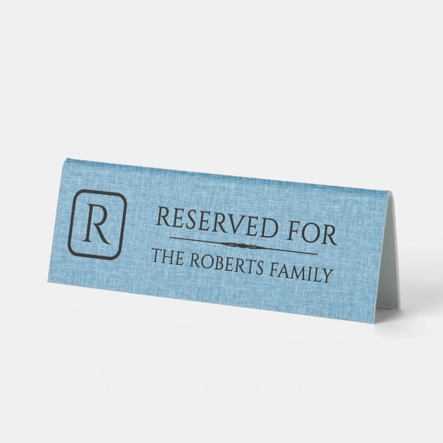 Blue Linen Texture Minimalistic Black Typography (Front)