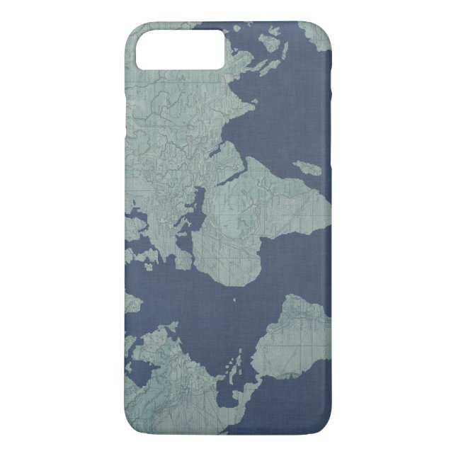 Blue Linen World Map Case-Mate iPhone Case (Back)