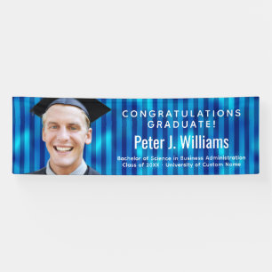 Blue Lines Custom Photo Congratulations Graduate Banner
