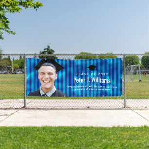 Blue Lines Custom Photo Graduation Congratulations Banner