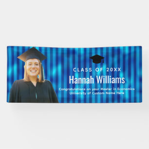 Blue Lines Custom Photo Graduation Congratulations Banner