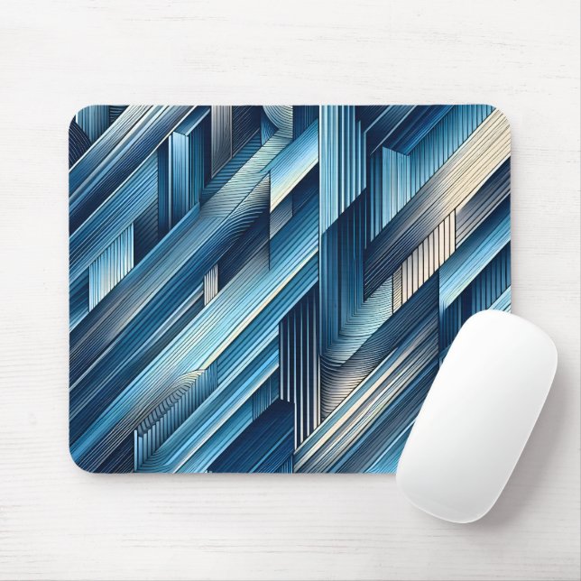 Blue Lines Of Motion Mouse Pad (With Mouse)