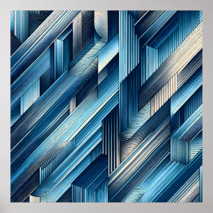 Blue Lines Of Motion Poster