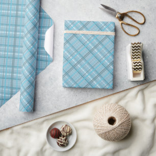 Blue lines on Dusty Blue base Simple Versatile Wrapping Paper