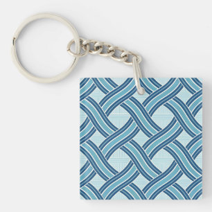 Blue Lines Pattern Key Ring