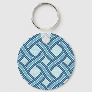 Blue Lines Pattern Key Ring