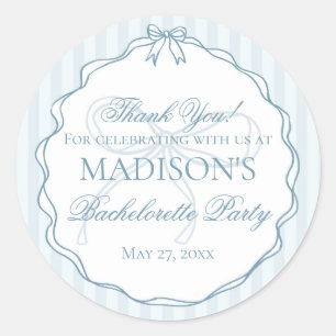 Blue Lingerie Shower Bachelorette Party Favor Classic Round Sticker