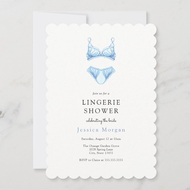 Blue Lingerie Shower Invitation (Front)