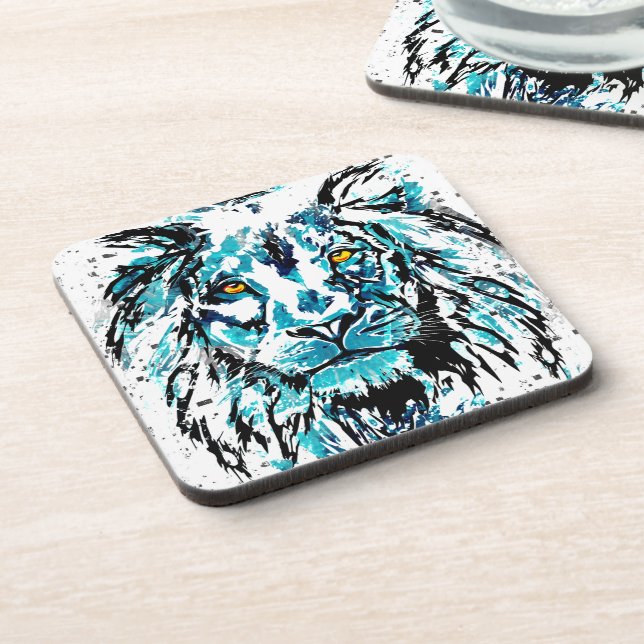 Blue Lion Coasters | Lion Head Drawing (Left Side)