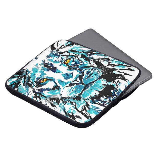 Blue Lion Drawing | Lion Laptop Case (Front Top)