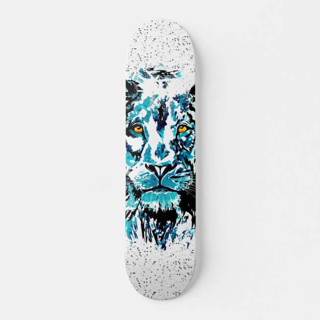 Blue Lion Drawing | Lion Skateboard (Front)