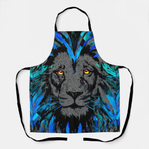 Blue Lion Head - Lion Portrait - Lion Face Apron
