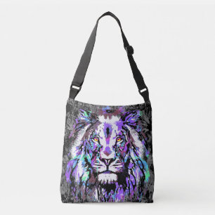 Blue Lion Head - Realistic Lion Artwork - Wildlife Crossbody Bag