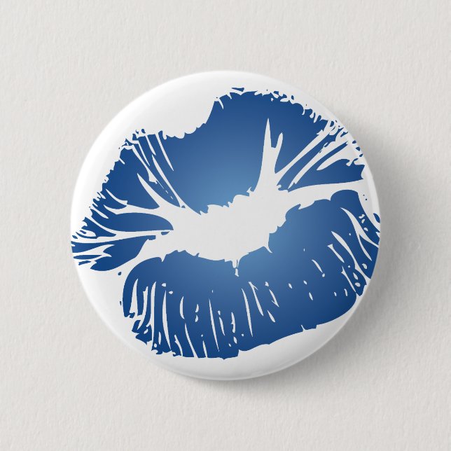 Blue Lips 6 Cm Round Badge (Front)