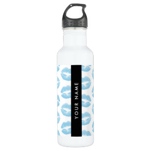 Blue Lips, Kiss, Lipstick, Your Name, Personalise 710 Ml Water Bottle