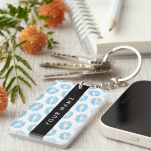 Blue Lips, Kiss, Lipstick, Your Name, Personalise Key Ring