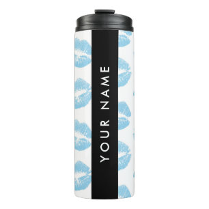 Blue Lips, Kiss, Lipstick, Your Name, Personalise Thermal Tumbler