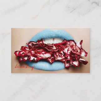 Blue Lips Makeup Cosmetics Artist Business Card