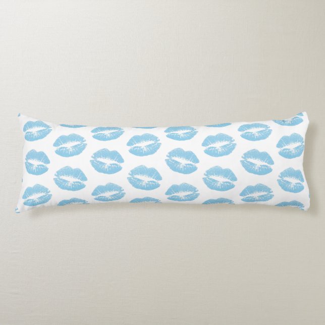 Blue Lips, Pattern Of Lips, Blue Lipstick, Kiss Body Cushion (Front)