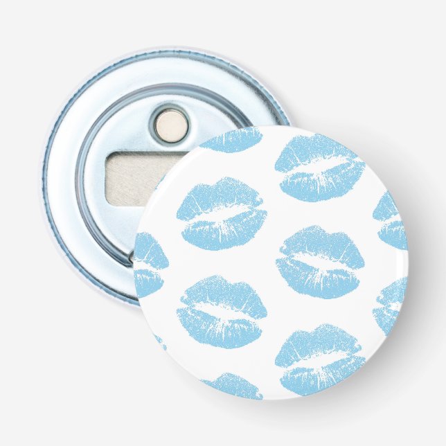 Blue Lips, Pattern Of Lips, Blue Lipstick, Kiss Bottle Opener (Front)