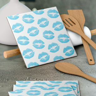 Blue Lips, Pattern Of Lips, Blue Lipstick, Kiss Ceramic Tile