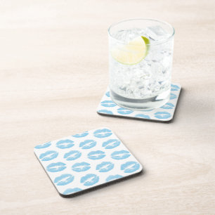 Blue Lips, Pattern Of Lips, Blue Lipstick, Kiss Coaster