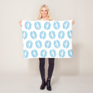 Blue Lips, Pattern Of Lips, Blue Lipstick, Kiss Fleece Blanket
