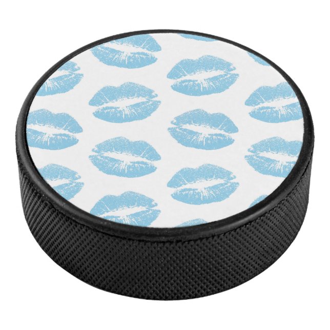 Blue Lips, Pattern Of Lips, Blue Lipstick, Kiss Hockey Puck (3/4)