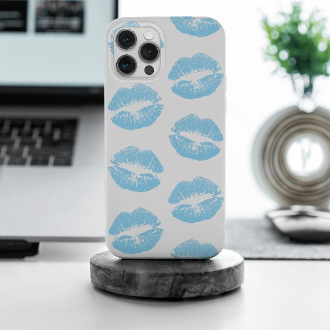 Blue Lips, Pattern Of Lips, Blue Lipstick, Kiss iPhone Case (Creator Uploaded)