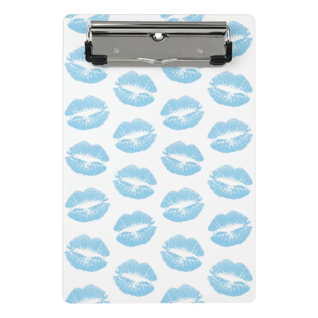 Blue Lips, Pattern Of Lips, Blue Lipstick, Kiss Mini Clipboard (Front)